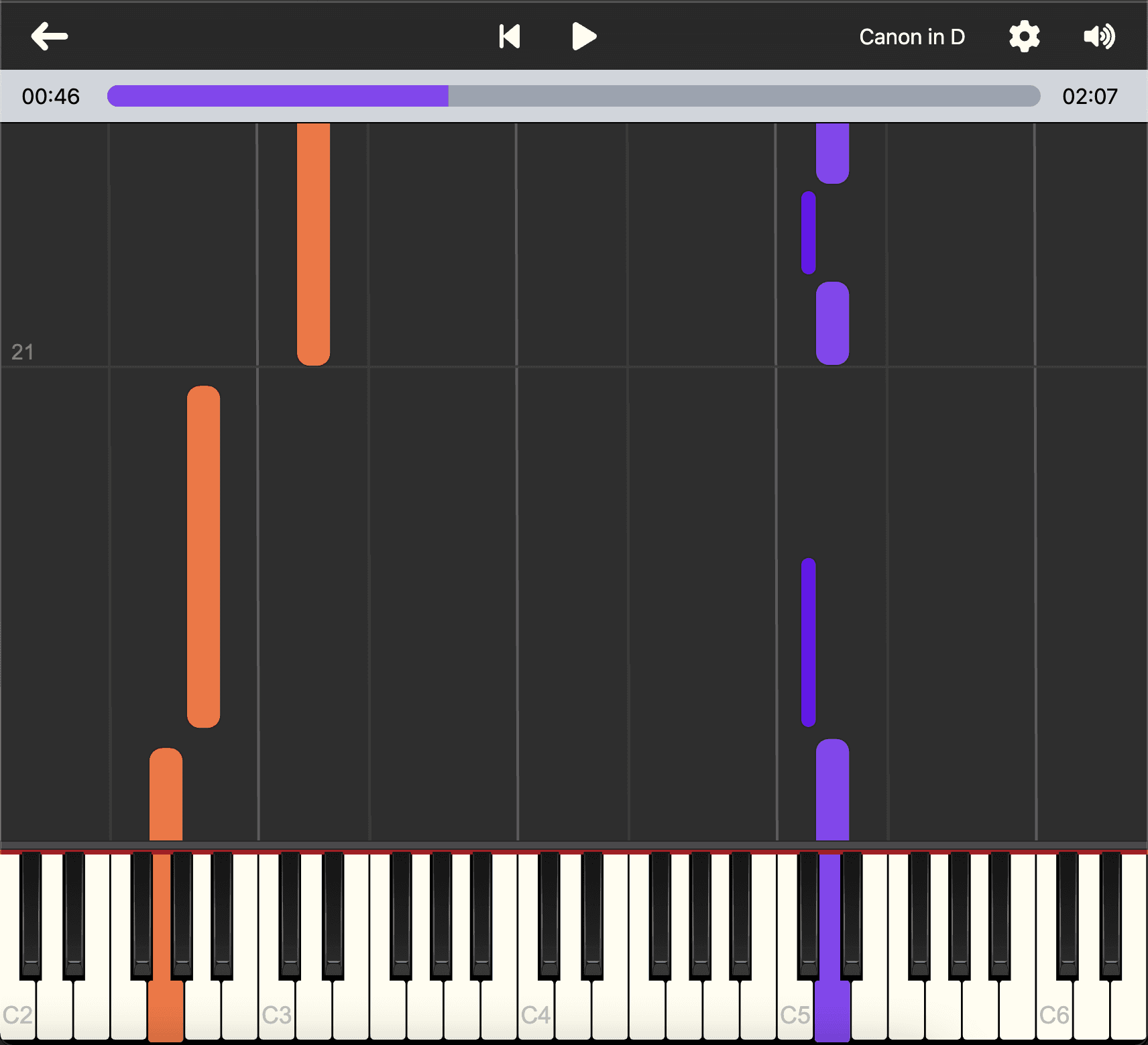 Falling Notes with note labels